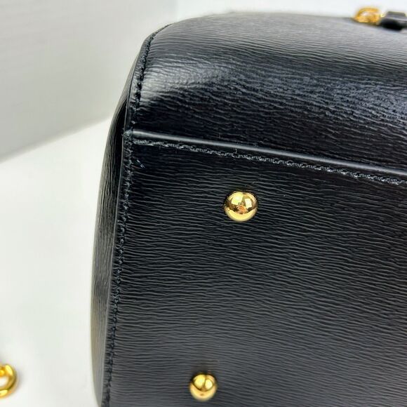 Ralph Lauren Sabine Dome Satchel Shoulder Bag Black Leather Gold HW Luxury Purse - Picture 13 of 16